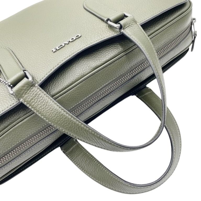 COACH コーチ ビジネスバッグ グラハム ストラクチャード ブリーフ C8174 カーキ系 レザー メンズ 2WAY ハンドバッグ 美品