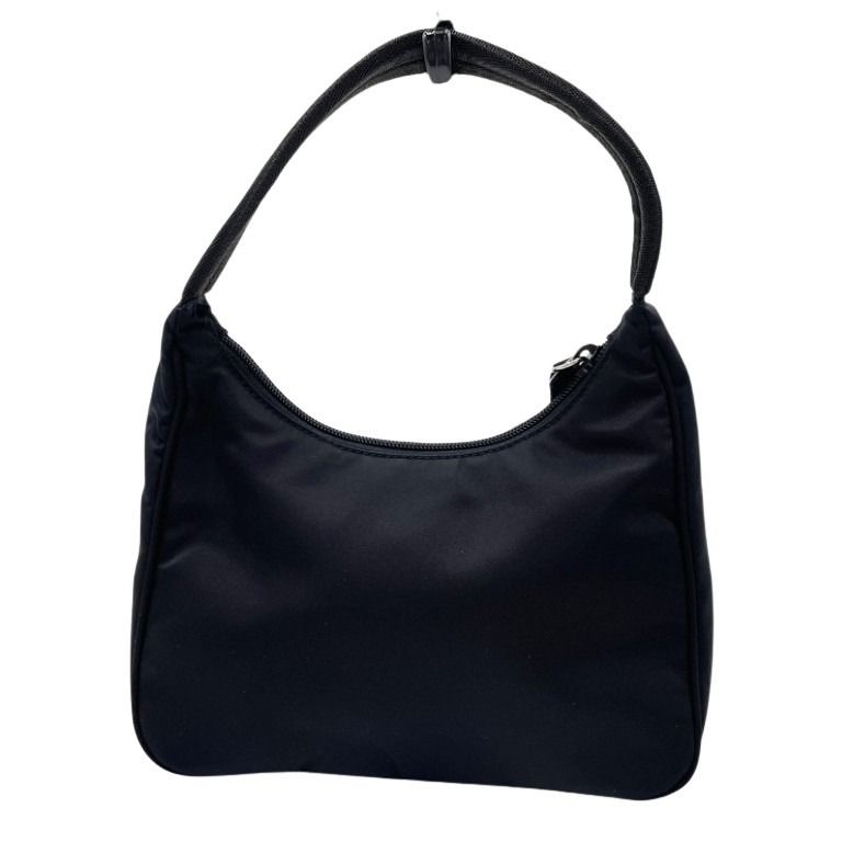 PRADA プラダ ハンドバッグ トライアングルロゴ MV519 ブラック系 ナイロン レディース 白タグ シルバー金具 美品
