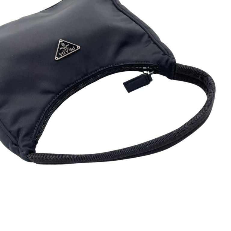 PRADA プラダ ハンドバッグ トライアングルロゴ MV519 ブラック系 ナイロン レディース 白タグ シルバー金具 美品