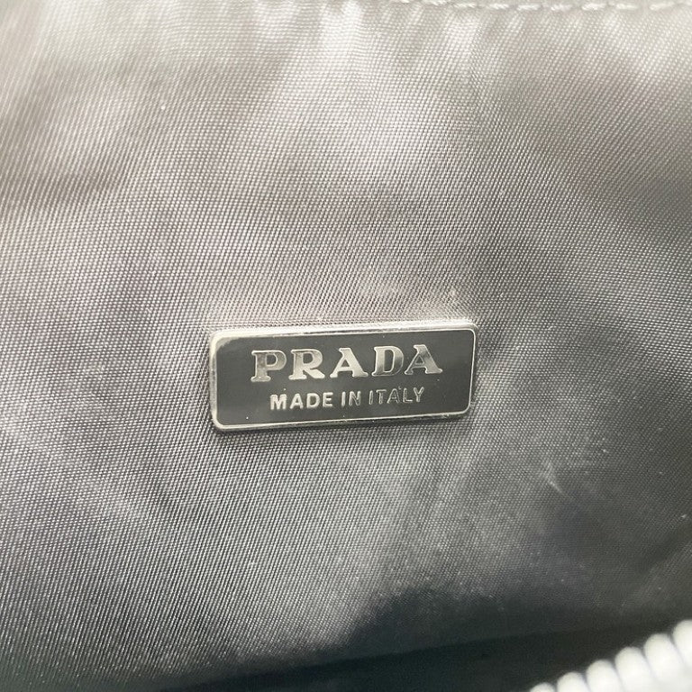 PRADA プラダ ハンドバッグ トライアングルロゴ MV519 ブラック系 ナイロン レディース 白タグ シルバー金具 美品