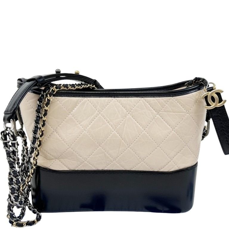 CHANEL シャネル ショルダーバッグ ガブリエル AS1521 ベージュ×ブラック系 カーフ×レザー レディース ココマーク 2WAY チェーン ゴールド シルバー金具 美品