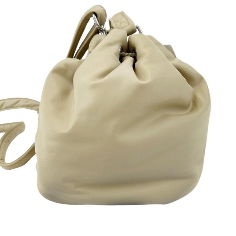 BURBERRY バーバリー ショルダーバッグ Ryle ライル ドローストリングクロスボディバッグ 8104495 ベージュ×ブラック系 ナイロン レディース シルバー金具 美品