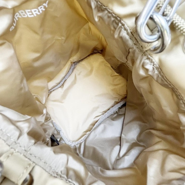 BURBERRY バーバリー ショルダーバッグ Ryle ライル ドローストリングクロスボディバッグ 8104495 ベージュ×ブラック系 ナイロン レディース シルバー金具 美品