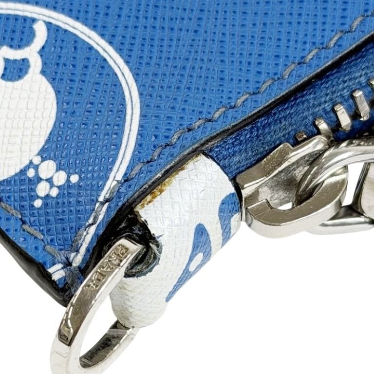 PRADA プラダ ショルダーバッグ トライアングルロゴ 2NH075 ブルー ホワイト系 サフィアーノレザー レディース 2WAY マリン 美品