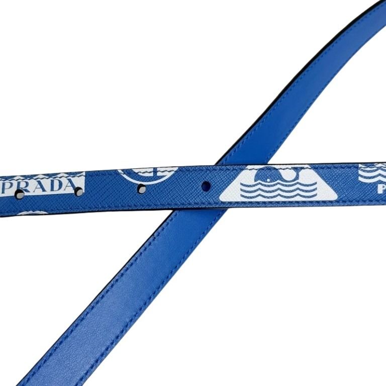PRADA プラダ ショルダーバッグ トライアングルロゴ 2NH075 ブルー ホワイト系 サフィアーノレザー レディース 2WAY マリン 美品