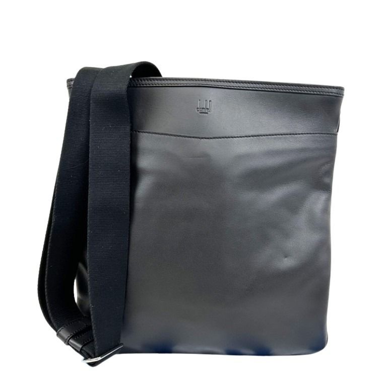 dunhill ダンヒル ショルダーバッグ ブラック系 レザー メンズ シルバー金具 美品