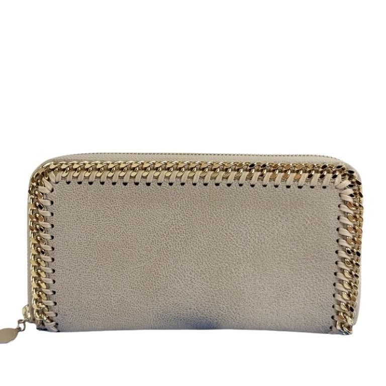 STELLA McCARTNEY ステラマッカートニー 長財布 ファラベラ 434750 ベージュ系 フェイクレザー レディース ラウンドファスナー ゴールド金具 美品