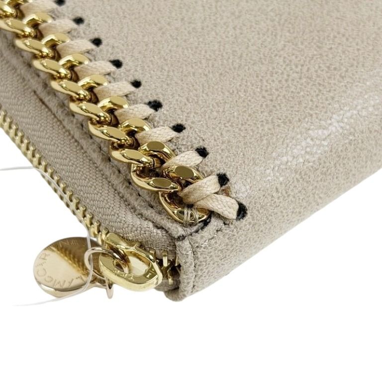 STELLA McCARTNEY ステラマッカートニー 長財布 ファラベラ 434750 ベージュ系 フェイクレザー レディース ラウンドファスナー ゴールド金具 美品