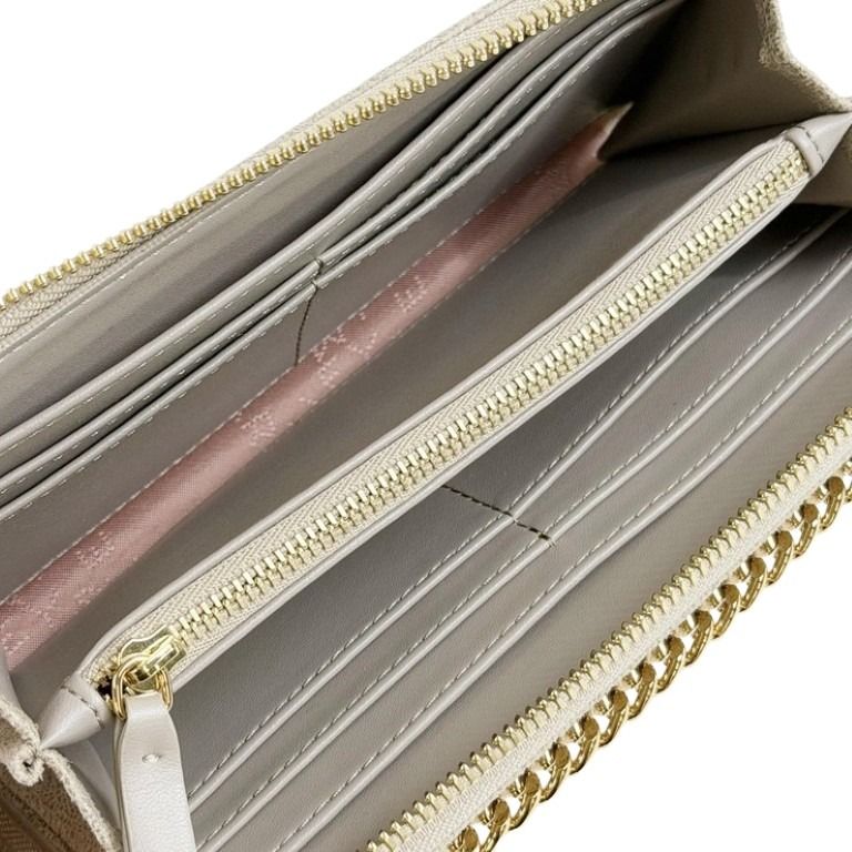 STELLA McCARTNEY ステラマッカートニー 長財布 ファラベラ 434750 ベージュ系 フェイクレザー レディース ラウンドファスナー ゴールド金具 美品