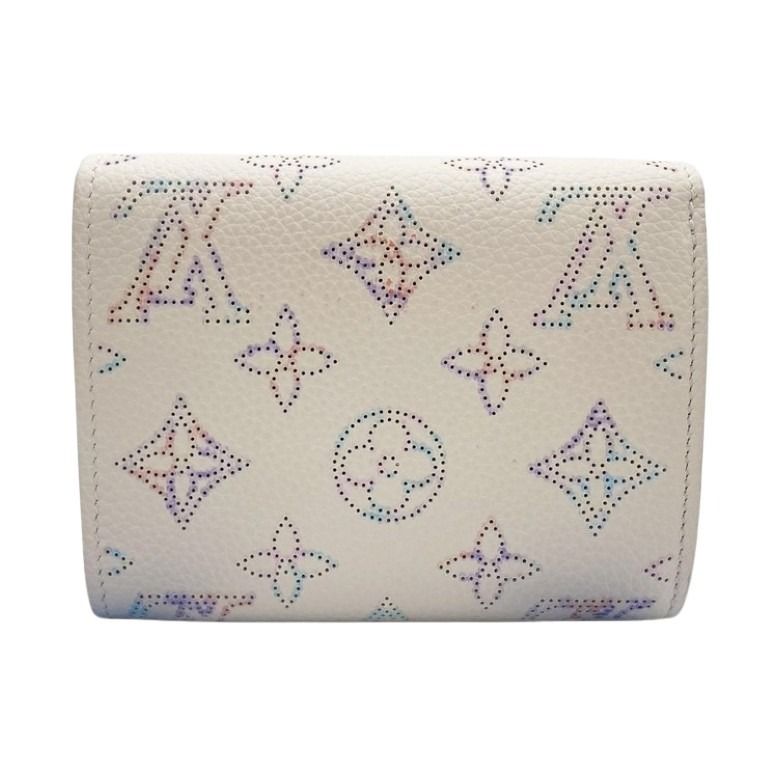 LOUIS VUITTON ルイヴィトン 三つ折り財布 ポルトフォイユ･イリスXS M25640 ドリームベージュ系 マヒナ レディース コンパクト シルバー金具 超美品