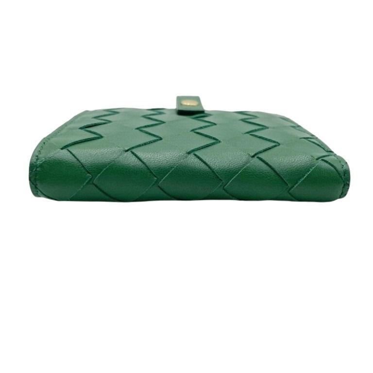 BOTTEGA VENETA ボッテガヴェネタ 二つ折り財布 イントレチャート 600270 グリーン系 レザー レディース ゴールド金具 美品
