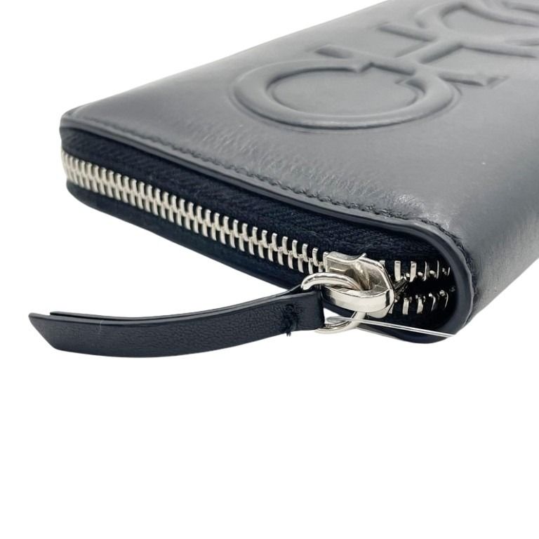 JIMMY CHOO ジミーチュウ 長財布 BETTINA ベティーナ ブラック系 レザー レディース ラウンドファスナー シルバー金具 美品