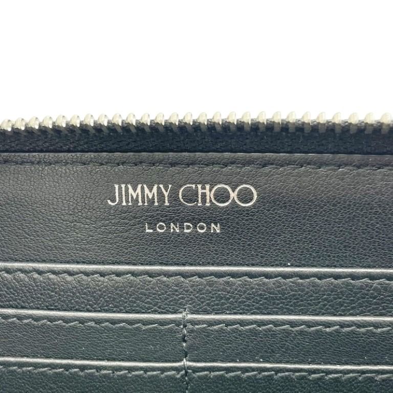 JIMMY CHOO ジミーチュウ 長財布 BETTINA ベティーナ ブラック系 レザー レディース ラウンドファスナー シルバー金具 美品