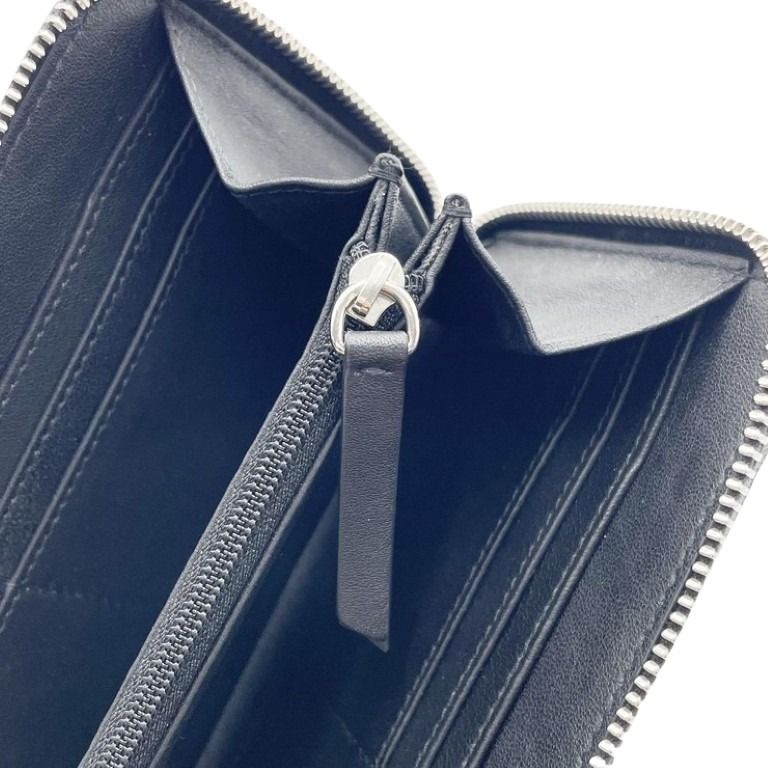 JIMMY CHOO ジミーチュウ 長財布 BETTINA ベティーナ ブラック系 レザー レディース ラウンドファスナー シルバー金具 美品