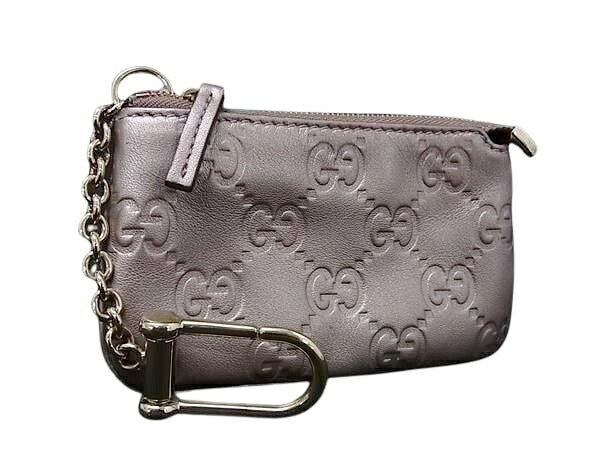 GUCCI グッチ コインケース グッチシマ 233183 ライトメタリックパープル系 レザー レディース 小銭入れ ゴールド金具 美品