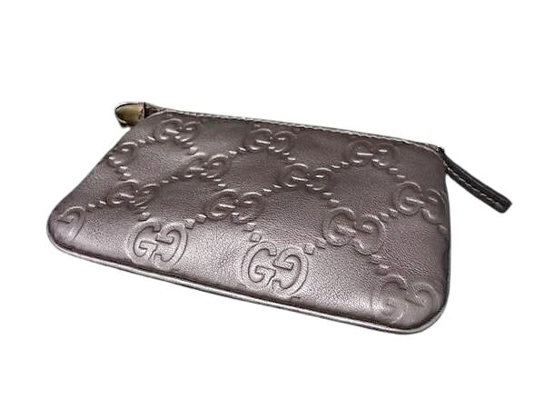 GUCCI グッチ コインケース グッチシマ 233183 ライトメタリックパープル系 レザー レディース 小銭入れ ゴールド金具 美品