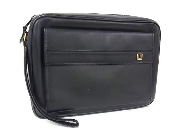 dunhill ダンヒル セカンドバッグ コンフィデンシャル クラッチバッグ ブラック系 レザー メンズ リストレット 美品