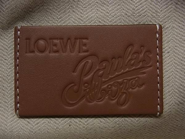 LOEWE ロエベ ポーチ パウラズ イビザ 巾着バッグ ネイビー系×ブラウン系 キャンバス レディース ドローストリング 巾着型 マーメイド柄 超美品