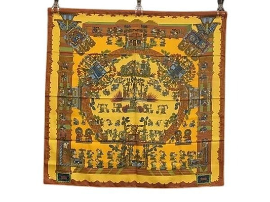 HERMES エルメス スカーフ カレ90 マルチカラー シルク100% レディース ASTRES es SOLEILS 天体と太陽 美品