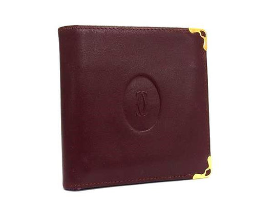 Cartier カルティエ 財布 マストライン ボルドー レザー メンズ 二つ折り 財布