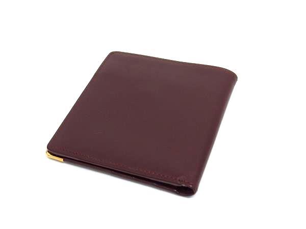 Cartier カルティエ 財布 マストライン ボルドー レザー メンズ 二つ折り 財布