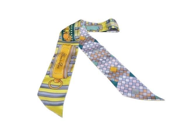 HERMES エルメス スカーフ ツイリー マルチカラー シルク100% レディース Colliers de chiens remix コリエドシアン リミックス 美品