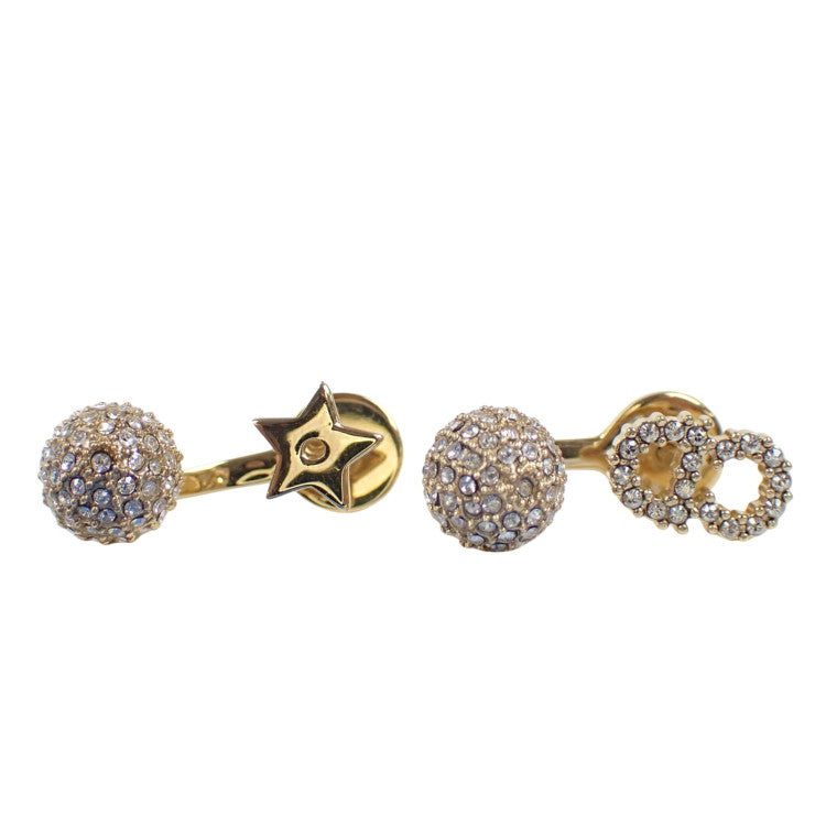 Christian Dior クリスチャンディオール ピアス Clair D Lune (クレール ディー リュヌ) ゴールド メタル ラインストーン レディース CDロゴ 星 超美品