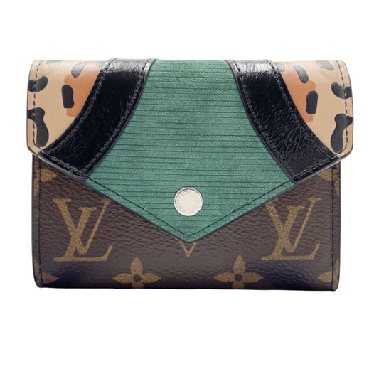 LOUIS VUITTON ルイヴィトン 三つ折り財布 ポルトフォイユ ヴィクトリーヌ M63075 ブラウン系 PVC レザー レディース シルバー金具 2018年秋冬コレクション 限定品 パッチワーク 希少 新古未使用展示品