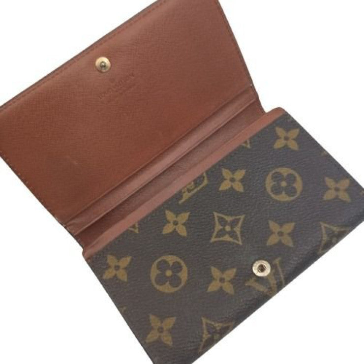 LOUIS VUITTON ルイヴィトン 二つ折り財布 モノグラム ポルトフォイユ トレゾール M61736 ブラウン系 PVC レザー レディース