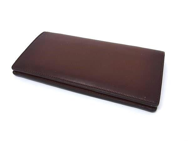 LOUIS VUITTON ルイヴィトン 長財布 ポルトフォイユ ブラザ M61195 アカジュー(ブラウン系) キュイール オンブレ メンズ 二つ折り 美品