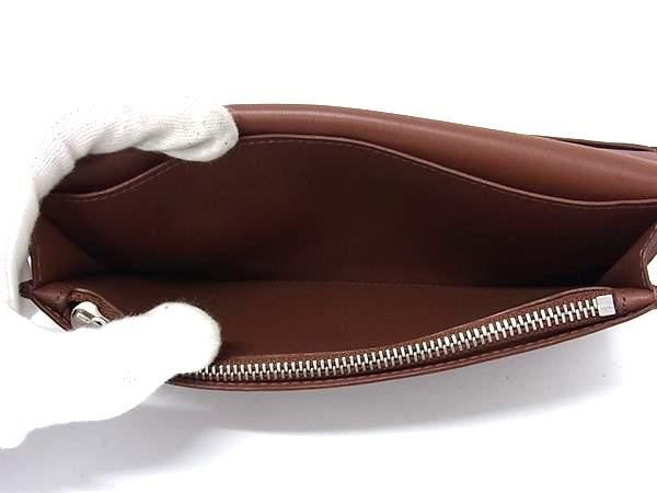 LOUIS VUITTON ルイヴィトン 長財布 ポルトフォイユ ブラザ M61195 アカジュー(ブラウン系) キュイール オンブレ メンズ 二つ折り 美品