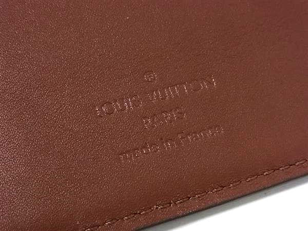 LOUIS VUITTON ルイヴィトン 長財布 ポルトフォイユ ブラザ M61195 アカジュー(ブラウン系) キュイール オンブレ メンズ 二つ折り 美品