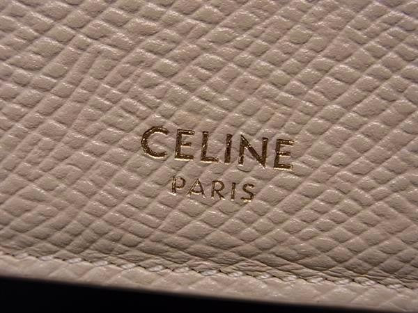 CELINE セリーヌ コインケース フラグメントケース 10B683 ベージュ系 レザー ユニセックス カードケース ゴールド金具 美品