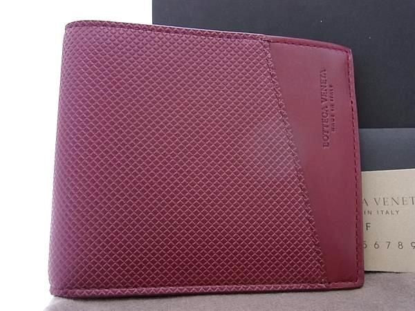 BOTTEGA VENETA ボッテガヴェネタ 二つ折り財布 マルコポーロ 575869 ボルドー系 レザー メンズ 超美品