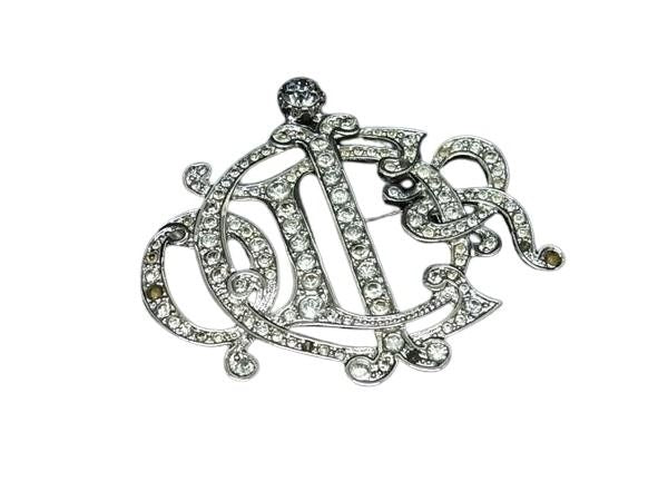 ChristianDior ディオール ブローチ シルバー系 メタル レディース ラインストーン 美品