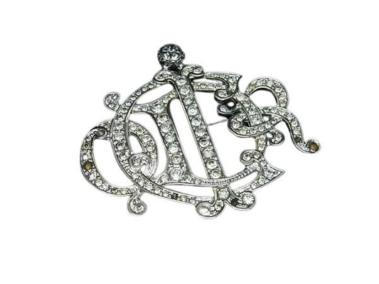 ChristianDior ディオール ブローチ シルバー系 メタル レディース ラインストーン 美品