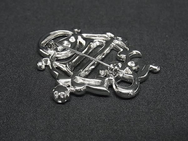 ChristianDior ディオール ブローチ シルバー系 メタル レディース ラインストーン 美品