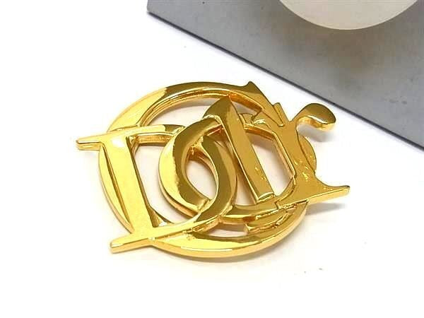 ChristianDior ディオール ブローチ ゴールド系 メタル レディース ロゴ 美品
