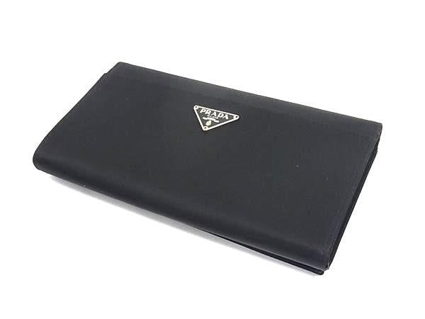 PRADA プラダ 長財布 トライアングルロゴ M608 ブラック系 テスートナイロン ユニセックス 二つ折り 三角ロゴマーク 超美品