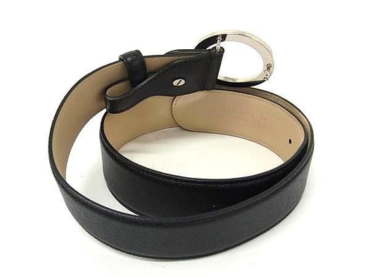 BVLGARI ブルガリ ベルト ブルガリブルガリ ブラック系 レザー ユニセックス サークルロゴ ゴールド金具 美品