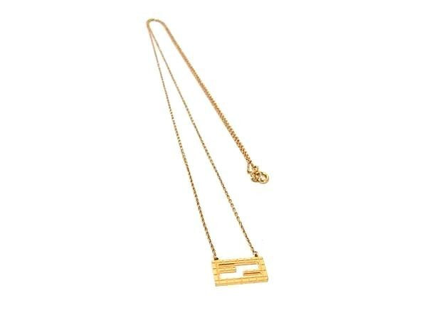 FENDI フェンディ ネックレス バゲット ゴールド系 メタル レディース FFロゴ 美品
