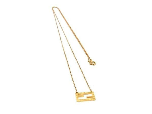FENDI フェンディ ネックレス バゲット ゴールド系 メタル レディース FFロゴ 美品