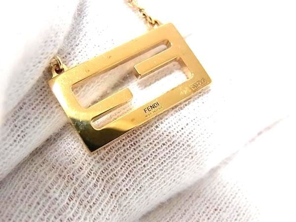 FENDI フェンディ ネックレス バゲット ゴールド系 メタル レディース FFロゴ 美品