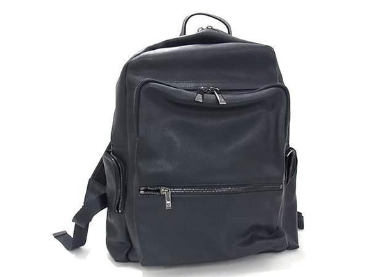 S.T.Dupont エステーデュポン リュック ネイビー系 レザー メンズ バックパック シルバー金具 美品