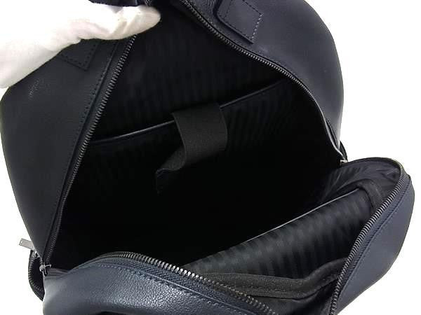 S.T.Dupont エステーデュポン リュック ネイビー系 レザー メンズ バックパック シルバー金具 美品