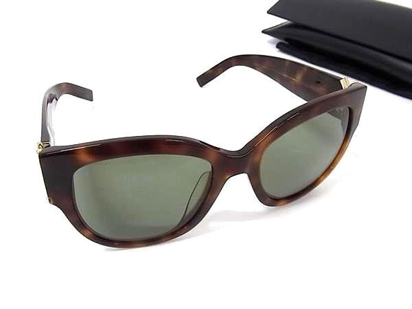 SAINT LAURENT サンローラン サングラス SL M95/F クリアブラウン系×レンズ クリアグリーン系 プラスチック ユニセックス べっ甲調 美品