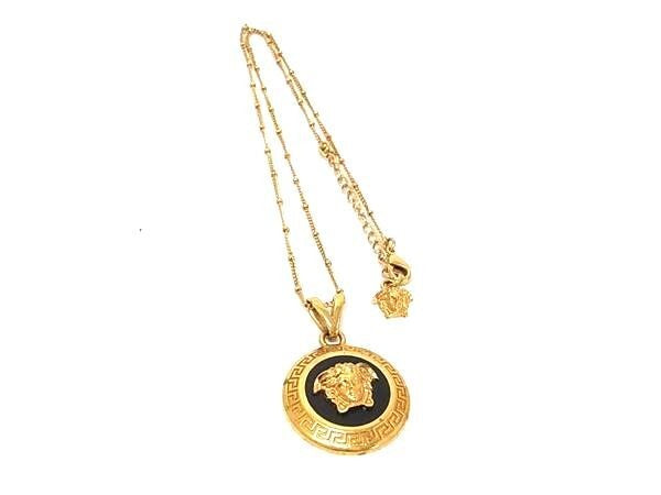 VERSACE ヴェルサーチ ネックレス メデューサ グレカ ゴールド系 メタル ユニセックス 美品