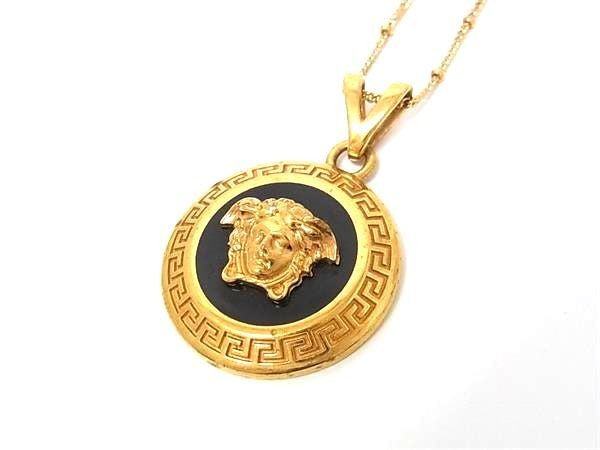 VERSACE ヴェルサーチ ネックレス メデューサ グレカ ゴールド系 メタル ユニセックス 美品
