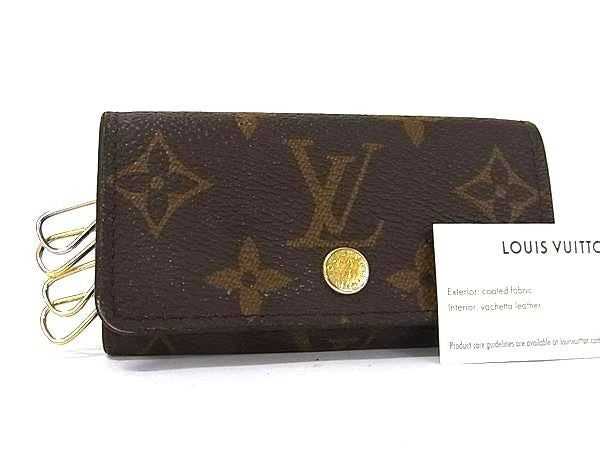 LOUIS VUITTON ルイヴィトン キーケース ミュルティクレ 4 M69517 ブラウン系 モノグラム ユニセックス 4連 ゴールド金具 美品