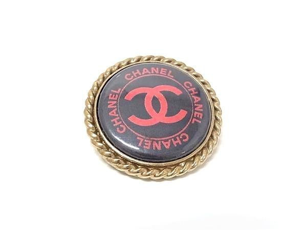CHANEL シャネル ブローチ ココマーク ゴールド ブラック系 メタル レディース 美品